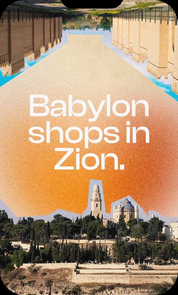 Sermon-series title graphic reading “Babylon shops in Zion.”